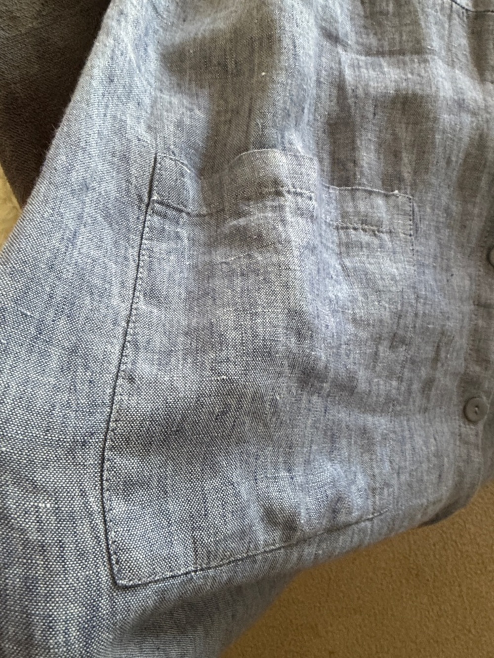 Flax Chambray Blue Sleeveless Button-Front Midi Dress - Picture 6 of 7